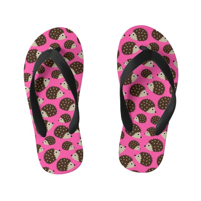 Hedgehogs seamless pattern (ver.5) kid's flip flops (Footbed)
