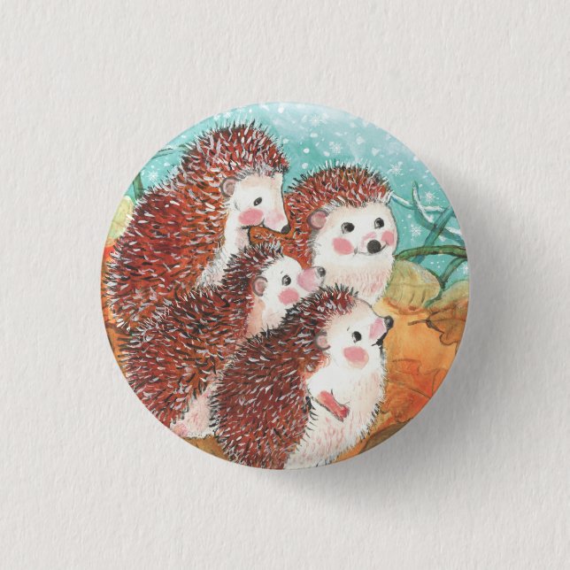 Hedgehogs talking to each other Illustration   3 Cm Round Badge (Front)