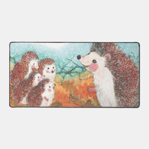 Hedgehogs talking to each other Illustration Desk Mat