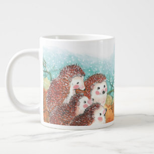 Hedgehogs Talking to Each Other Illustration Large Coffee Mug
