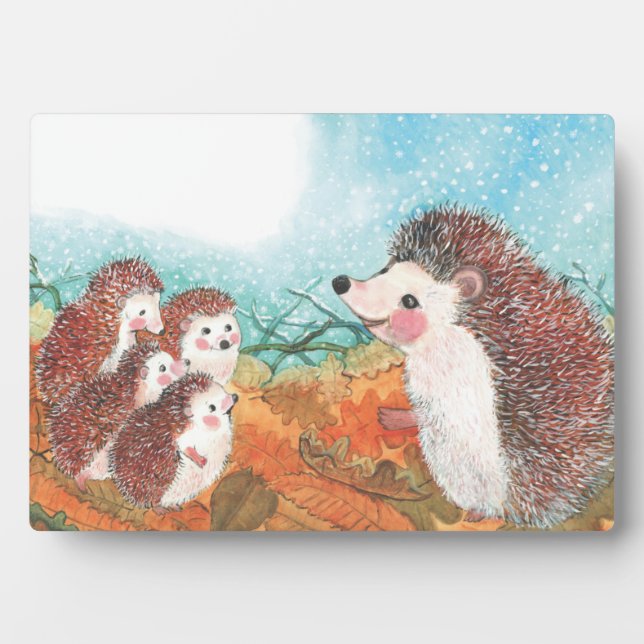 Hedgehogs talking to each other Illustration  Plaque (Front)