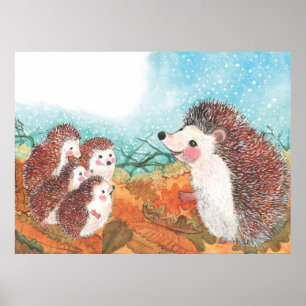 Hedgehogs talking to each other Illustration Poster
