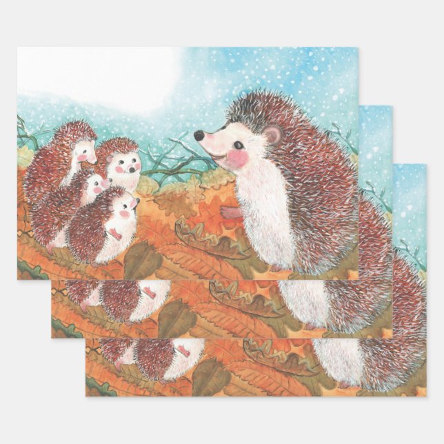 Hedgehogs talking to each other Illustration  Wrapping Paper Sheet (Set)