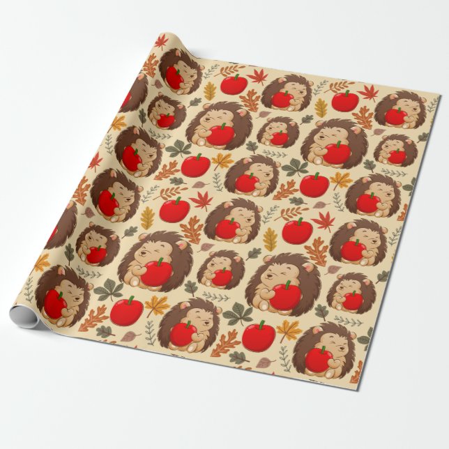 Hedgehogs Wrapping Paper (Unrolled)
