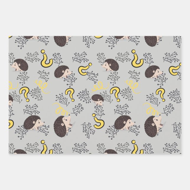 hedgehogs wrapping paper sheet (Front)