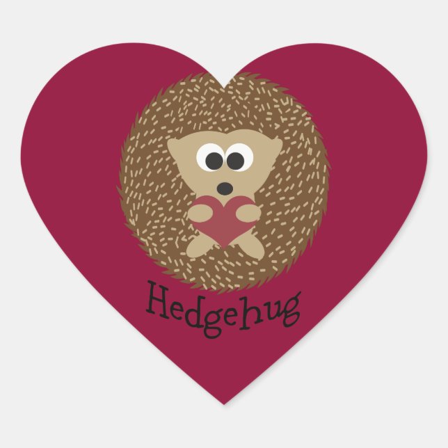 Hedgehug Cute Hedgehog Holding a Heart Heart Sticker (Front)