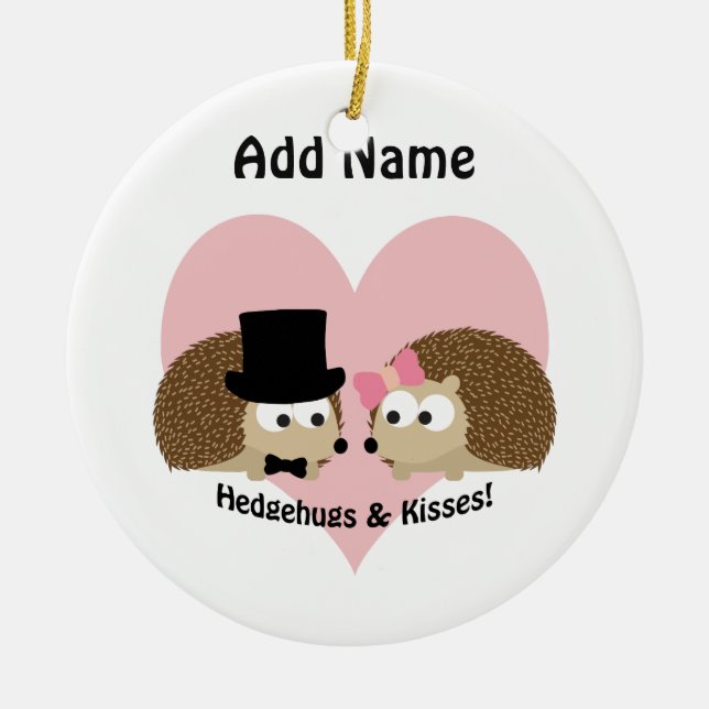 Hedgehugs and Kisses Hedgehog Couple Ceramic Tree Decoration (Front)
