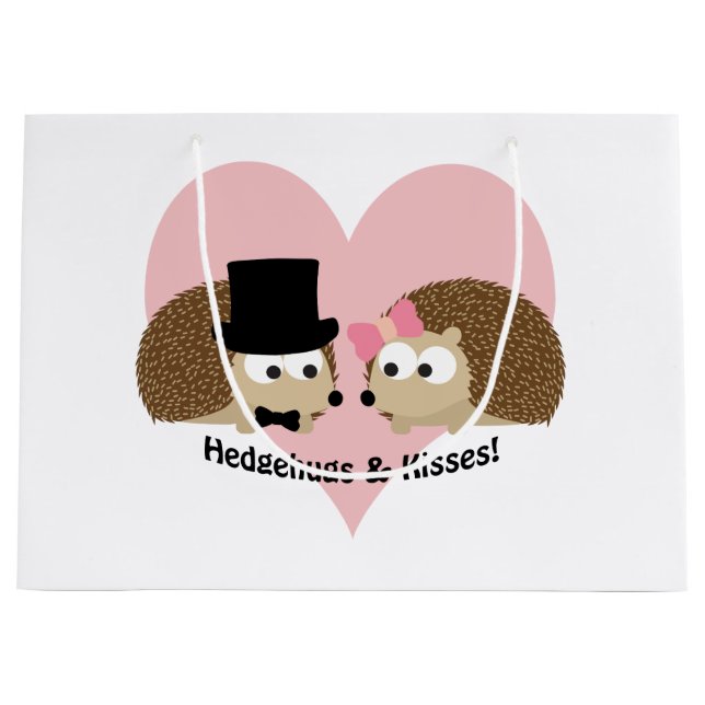 Hedgehugs and Kisses Hedgehog Couple Large Gift Bag (Front)