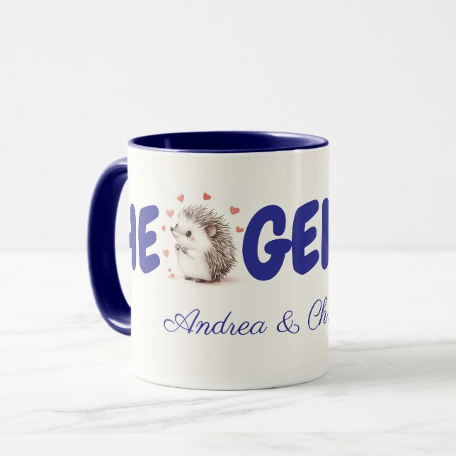 Hedgehugs! Custom Hedgehog Coffee Mug, Tea Mug (Front Left)