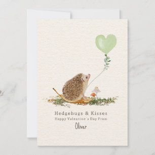 Hedgehugs Kisses Green Photo Hedgehog Valentine Card