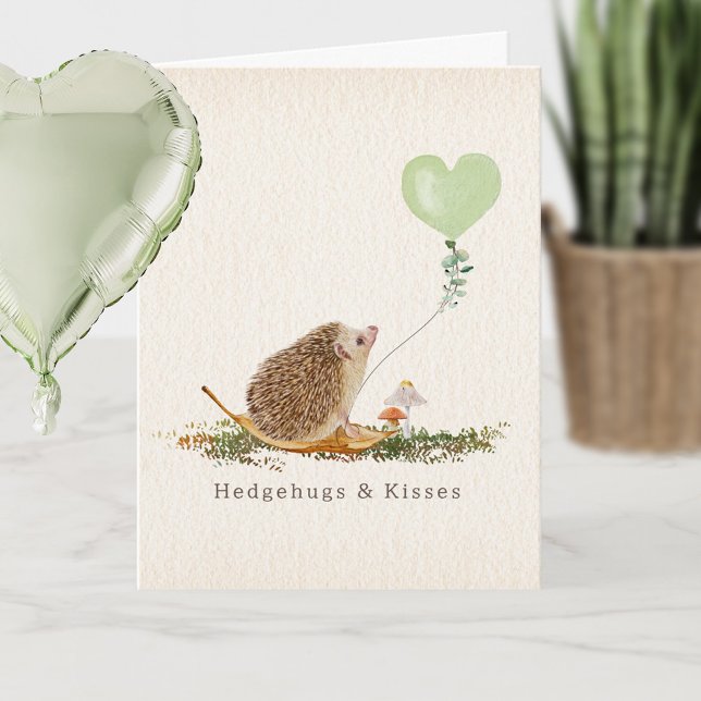Hedgehugs & Kisses Hedgehog Mushroom Valentine Card (Creator Uploaded)