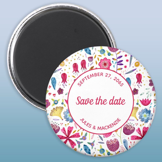 Hedgerow Flowers Watercolor Save the Date Magnet (Creator Uploaded)