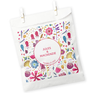 Hedgerow Wild Flowers Watercolor Wedding Favour Bags