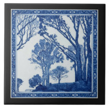 Hedgerows, Cornwall Cobalt Blue Ceramic Art Tile