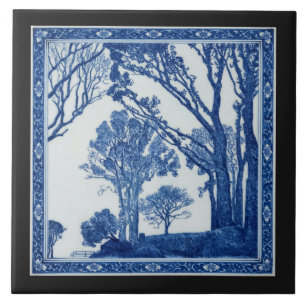 Hedgerows, Cornwall Cobalt Blue Ceramic Art Tile