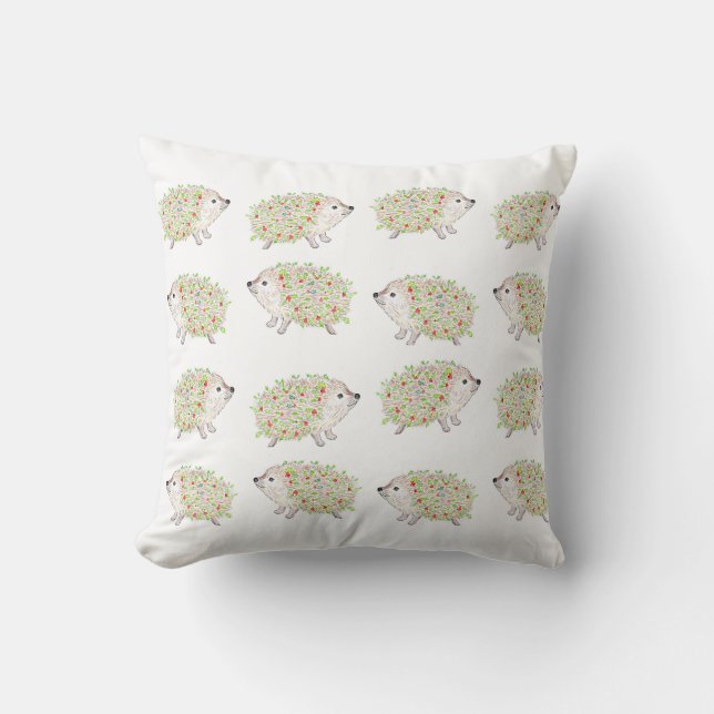  Hedghogs With Holly on  them  Cushion (Front)