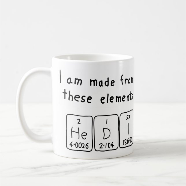 Hedi periodic table name mug (Left)