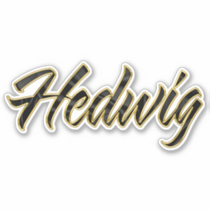 Hedwig black gold lettering Sticker