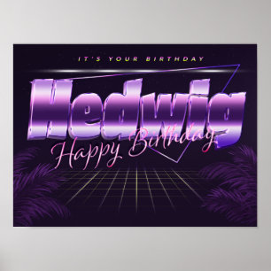 Hedwig Name Vorname lila retro Poster Geburtstag