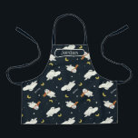 Hedwig Nighttime Moonlight Pattern Apron<br><div class="desc">Add a touch of whimsical wizarding charm with this adorable Hedwig the snowy owl pattern design. Featuring repeating illustrations of Hedwig soaring beneath crescent moons and twinkling stars, this playful all-over print captures the magic of nighttime deliveries from the Owl Post. Some Hedwigs are bundled up in cozy Gryffindor house-colored...</div>