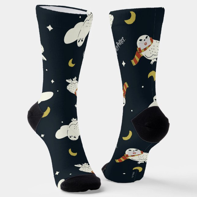 Hedwig Nighttime Moonlight Pattern Socks (Angled)