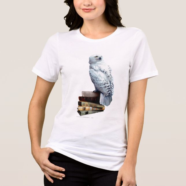 Hedwig on books Tri-Blend shirt (Front)
