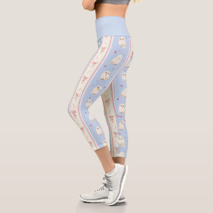 Hedwig Owl Post Stripe Pattern Capri Leggings