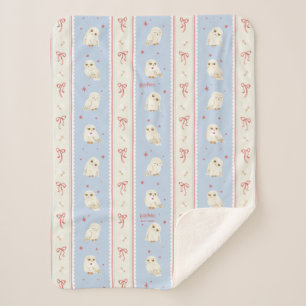 Hedwig Owl Post Stripe Pattern Sherpa Blanket
