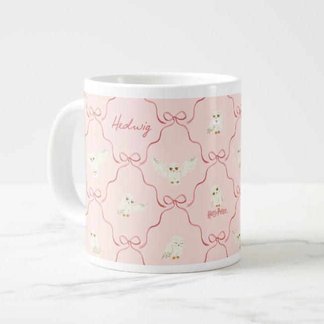 Hedwig Pink Ribbon Pattern Large Coffee Mug (Front Left)