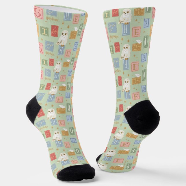 Hedwig Post Letter Block Pattern Socks (Angled)
