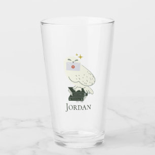 Hedwig With Letter Whimsical Drawing Glass