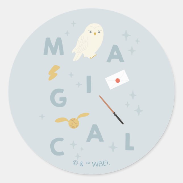 Hedwigh "Magical" Typography Graphic Classic Round Sticker (Front)