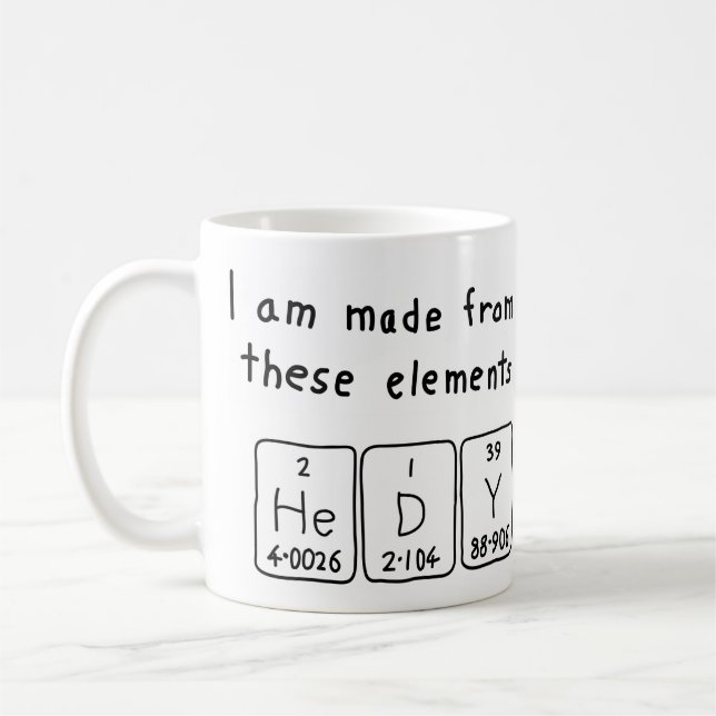 Hedy periodic table name mug (Left)
