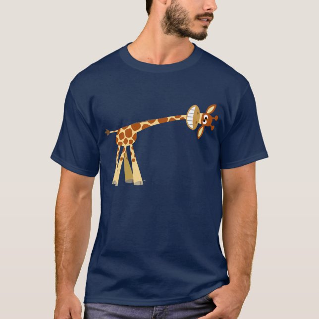Hee Hee Hee!! Cute Cartoon Giraffe Men's T-shirts (Front)