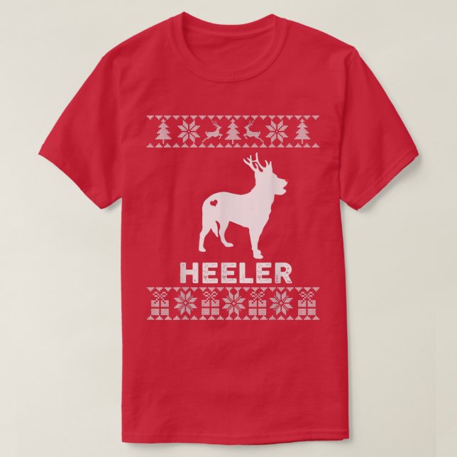 Heeler Dog Lover Christmas Reindeer Ugly Christmas T-Shirt (Design Front)
