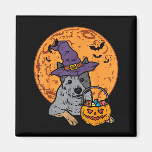 Heeler Witch Hat Moon Jack O Lantern Halloween Magnet