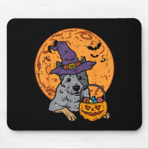 Heeler Witch Hat Moon Jack O Lantern Halloween Mouse Mat