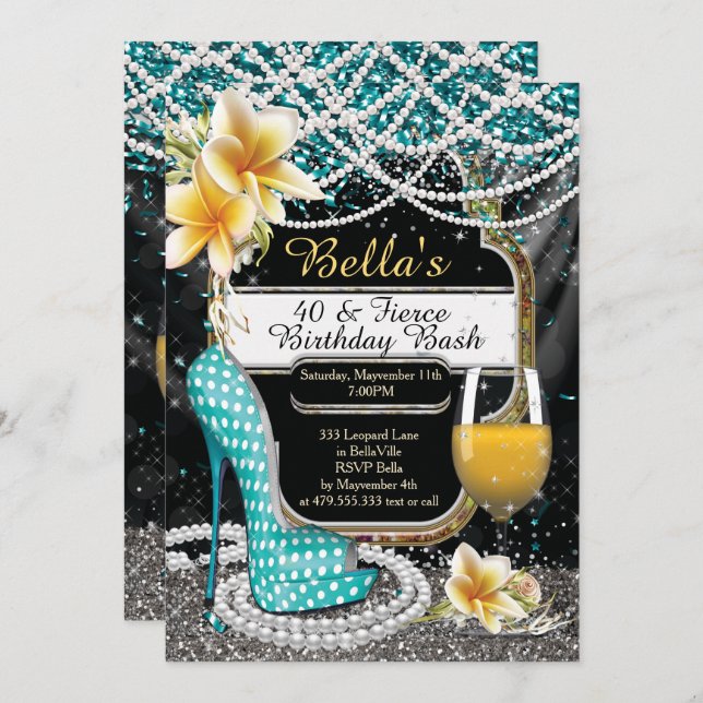 Heels and Drinks Ladies Birthday Invitations (Front/Back)