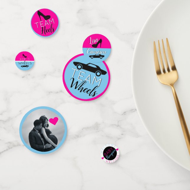 Heels and Wheels -Black| Car | Pink and Blue Photo Confetti (Group)