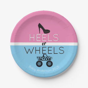 Heels or Wheels Monster Truck Gender Reveal Paper  Plate