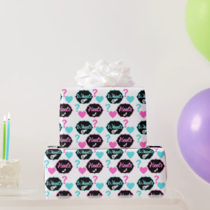 Heels or Wheels Pink Blue Gender Reveal Baby Wrapping Paper