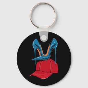 Heels stepping on Red MAGA Hat Election 2024 Key Ring