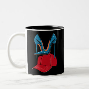 Heels stepping on Red MAGA Hat Election 2024 Two-Tone Coffee Mug