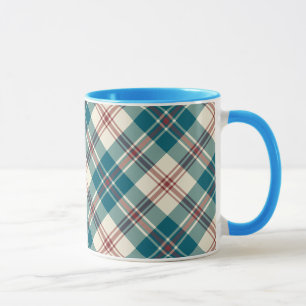 Heffalump Navy Red Beige Plaid Ringer Coffee Mug