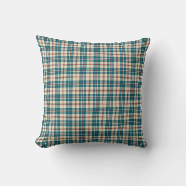 Heffalumps Blue, Red, Beige Plaid Pillow, Cushion (Front)