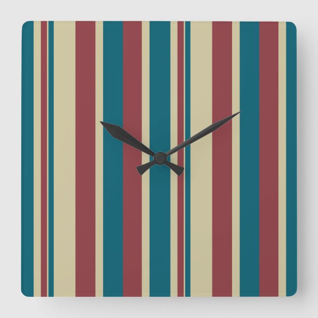 Heffalumps Red Blue Beige Deckchair Stripes Clock (Front)