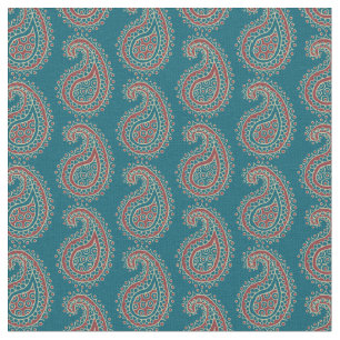 Heffalumps Red Blue Beige Paisley Pattern Fabric