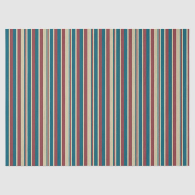 Heffalumps Red Blue Beige Striped Tissue Paper (Front)