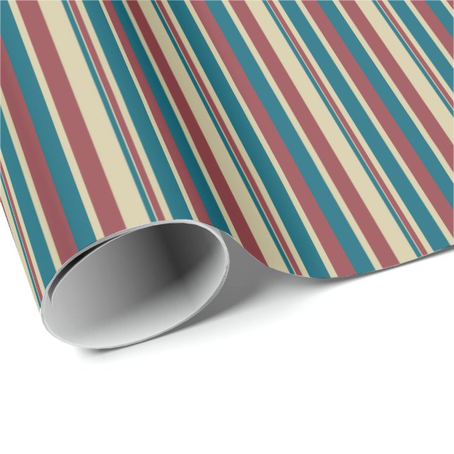Heffalumps Red Blue Beige Stripes Giftwrap Wrapping Paper (Roll Corner)