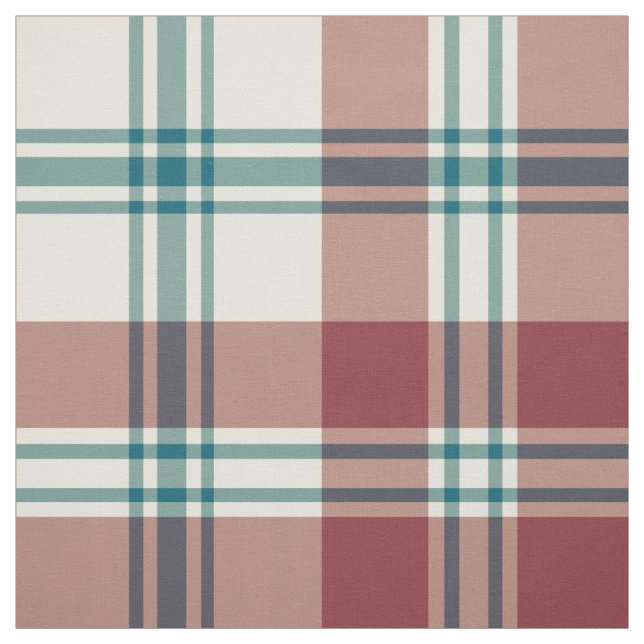 Heffalumps Red, Deep Blue, Beige Plaid Pattern Fabric (Swatch)